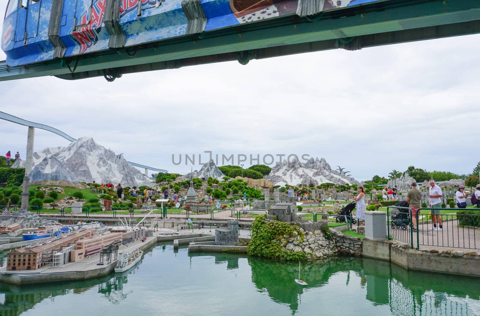 Viserba, Italy - June 25, 2024: at Theme park Italy in Miniature or Italia in Miniatura in Rimini, Italy - Reproduction of famous attractions in a small scale