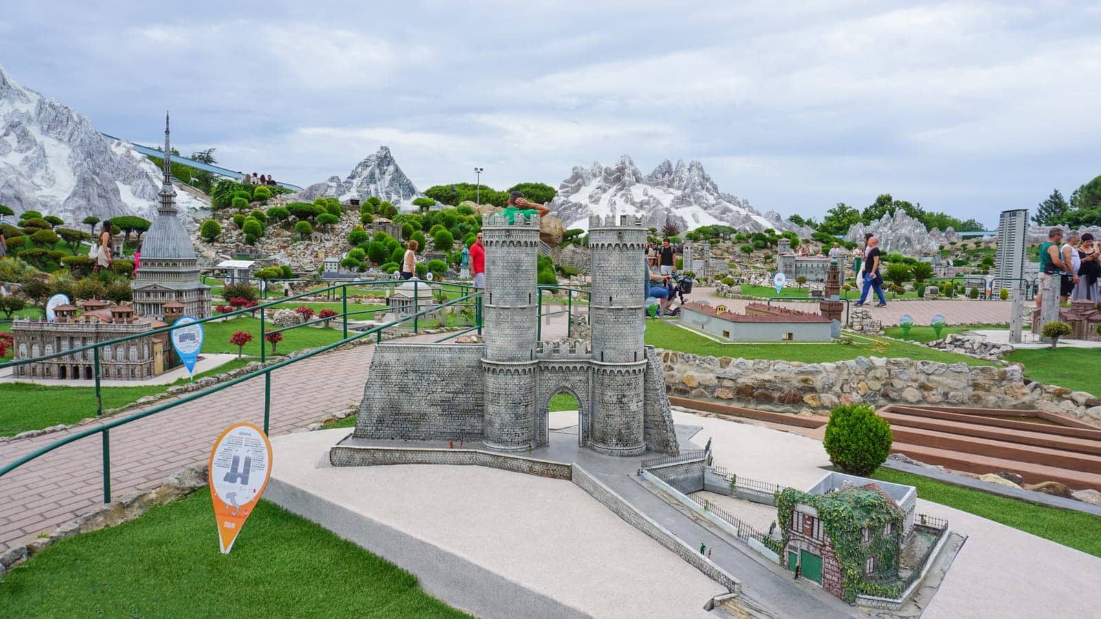 Viserba, Italy - June 25, 2024: Genova at Theme park Italy in Miniature or Italia in Miniatura in Rimini, Italy - Reproduction of famous attractions in a small scale