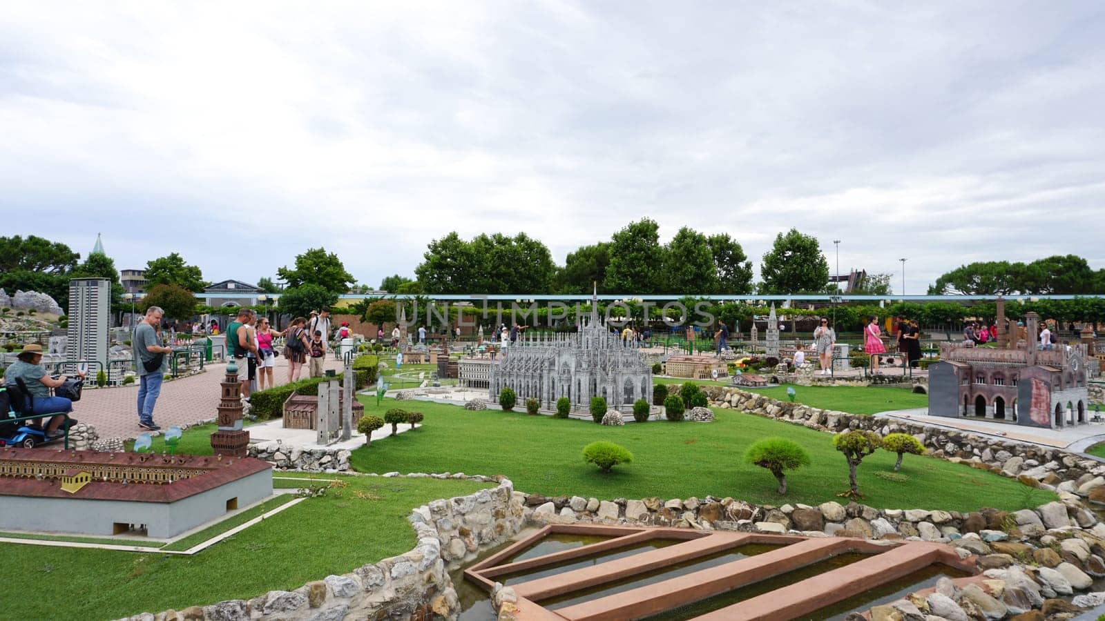 Viserba, Italy - June 25, 2024: Milan at Theme park Italy in Miniature or Italia in Miniatura in Rimini, Italy - Reproduction of famous attractions in a small scale