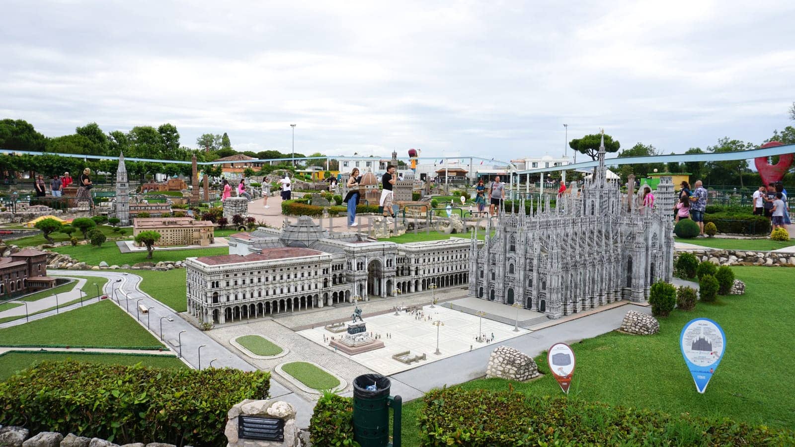 Viserba, Italy - June 25, 2024: Milan Duomo Cathedral at Theme park Italy in Miniature or Italia in Miniatura in Rimini, Italy - Reproduction of famous attractions in a small scale
