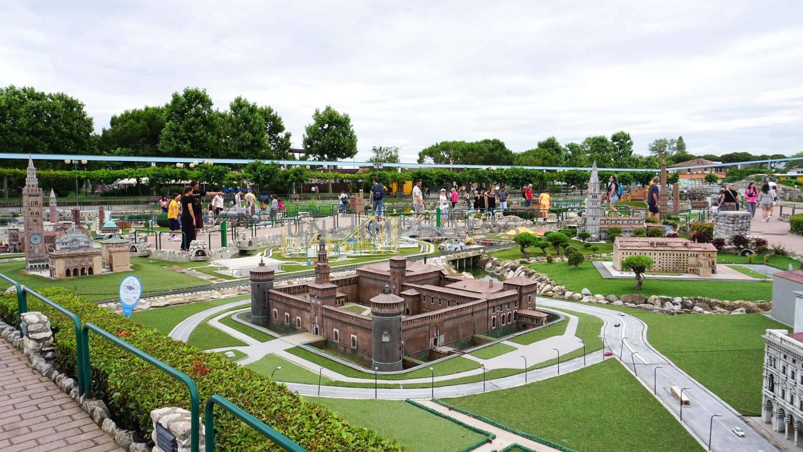 Viserba, Italy - June 25, 2024: Milan at Theme park Italy in Miniature or Italia in Miniatura in Rimini, Italy - Reproduction of famous attractions in a small scale