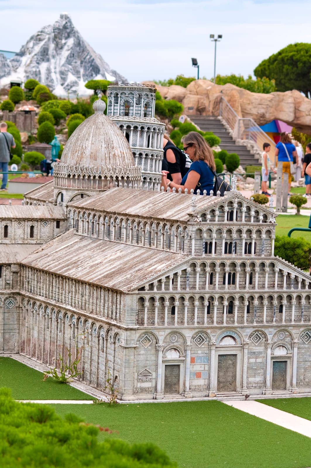 Viserba, Italy - June 25, 2024: Duomo di Santa Maria Assunta at Pisa at Theme park Italy in Miniature or Italia in Miniatura in Rimini, Italy - Reproduction of famous attractions in a small scale