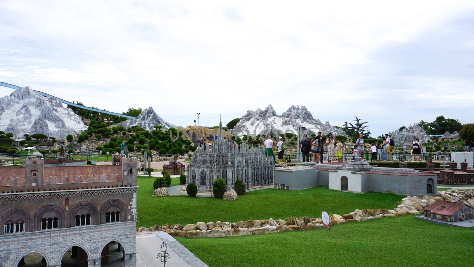 Viserba, Italy - June 25, 2024: Piacenza at Theme park Italy in Miniature or Italia in Miniatura in Rimini, Italy - Reproduction of famous attractions in a small scale