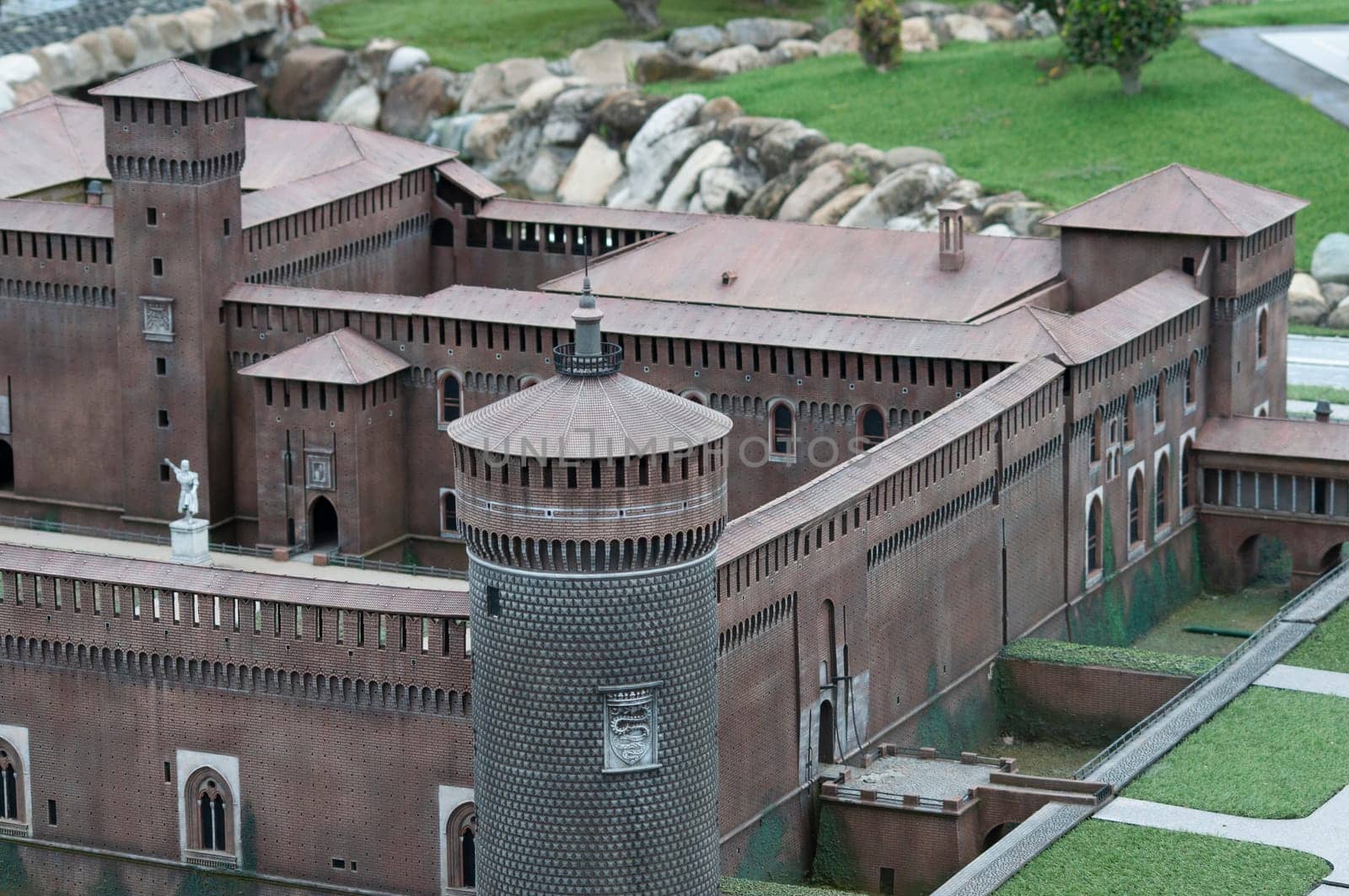 Viserba, Italy - June 25, 2024: Milan at Theme park Italy in Miniature or Italia in Miniatura in Rimini, Italy - Reproduction of famous attractions in a small scale