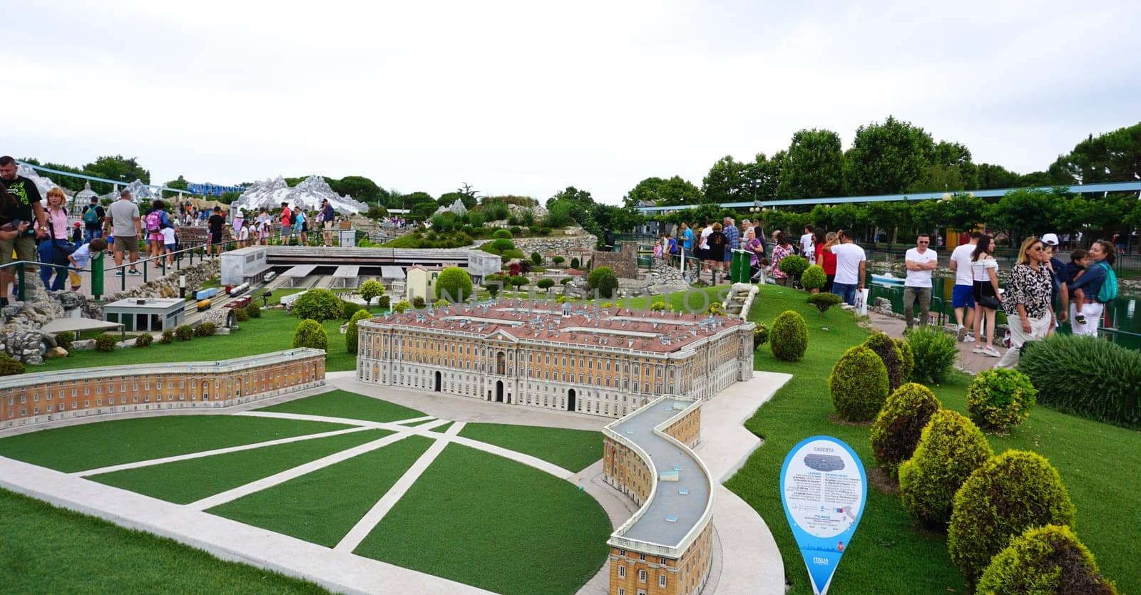 Viserba, Italy - June 25, 2024: Caserta at Theme park Italy in Miniature or Italia in Miniatura in Rimini, Italy - Reproduction of famous attractions in a small scale