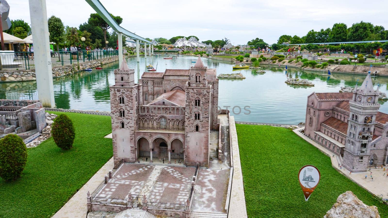 Viserba, Italy - June 25, 2024: Messina at Theme park Italy in Miniature or Italia in Miniatura in Rimini, Italy - Reproduction of famous attractions in a small scale