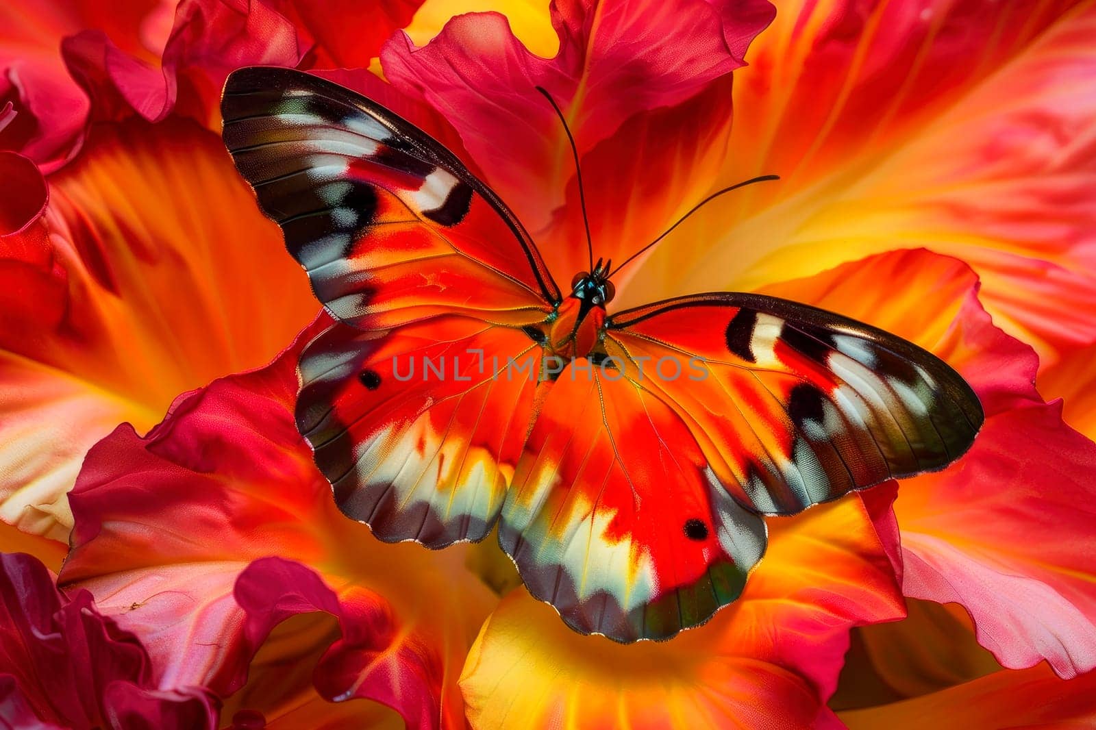 Beautiful summer image of butterfly sitting on blossoming  flowers. AI generated