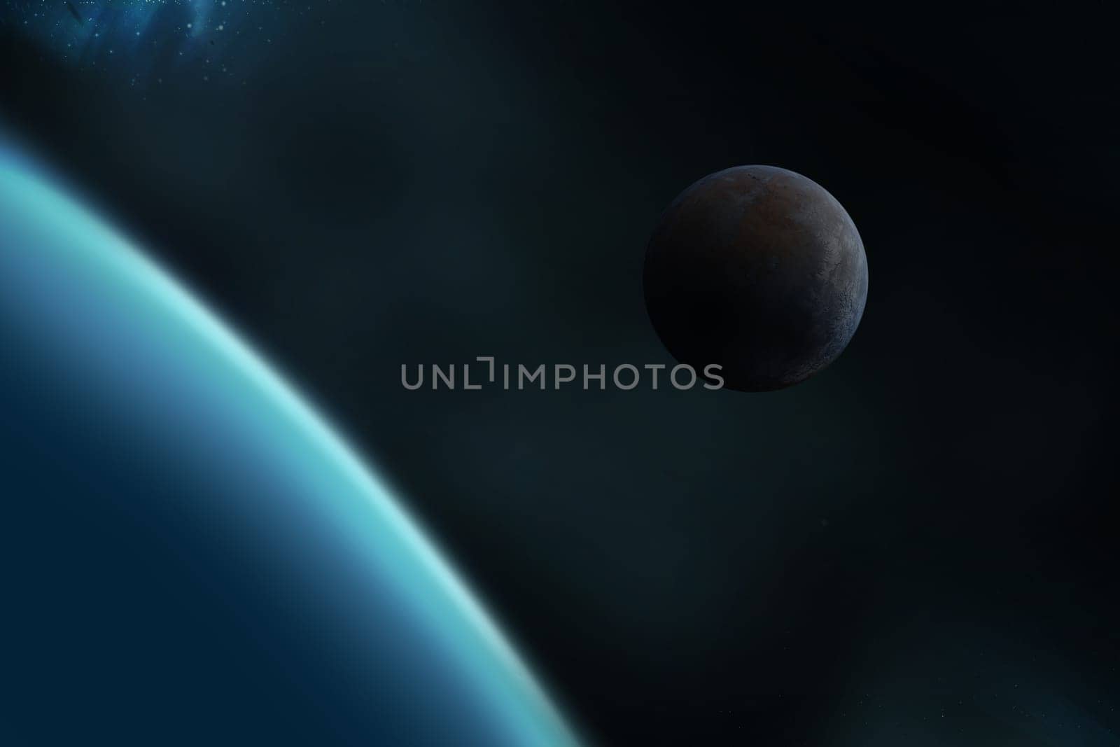 Blue planet in outer space showing the beauty of space exploration.