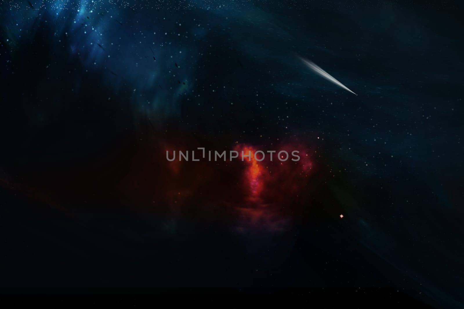 Space digital art, comet in outer space showing the beauty of space exploration.
