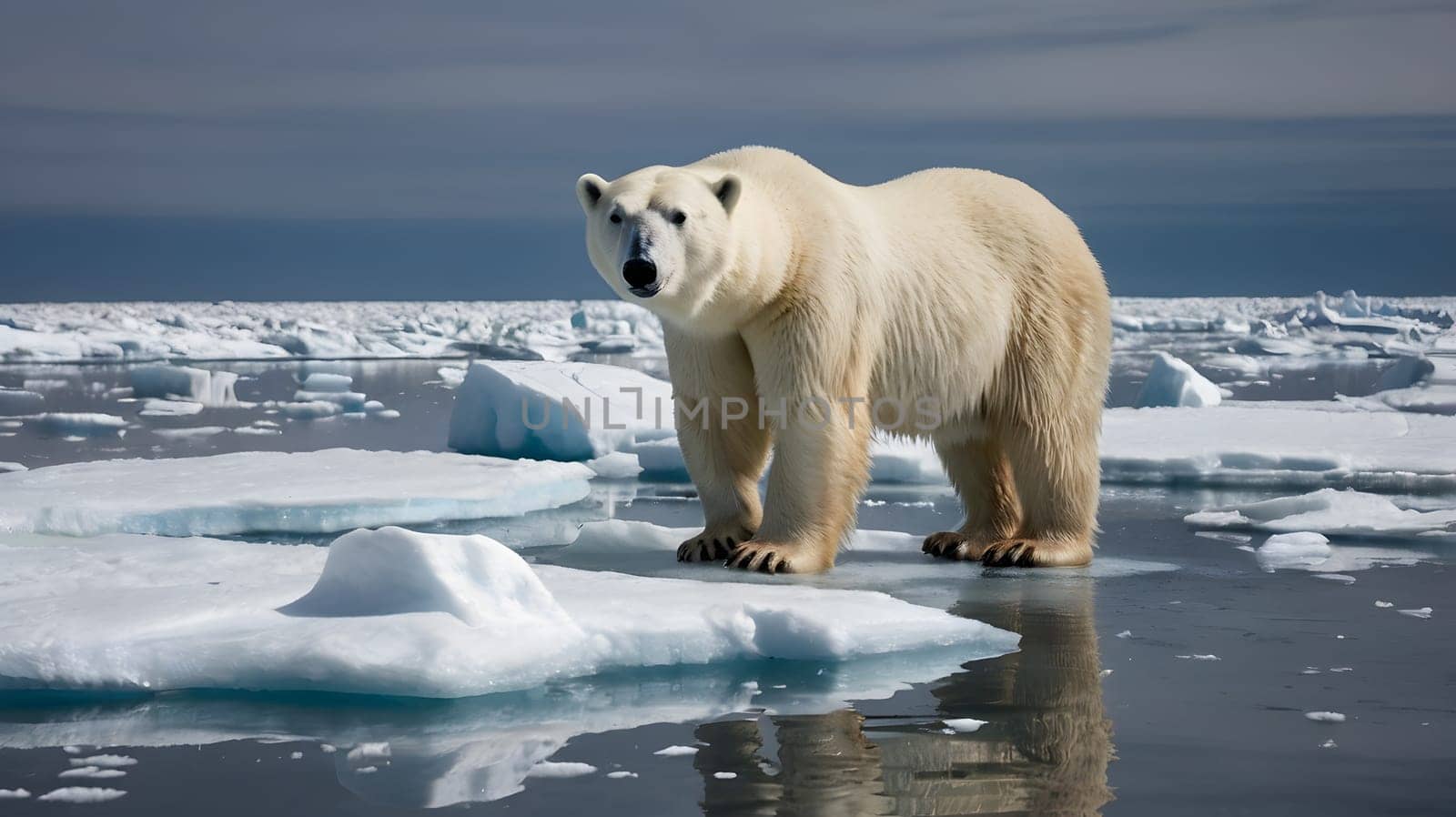 large dangerous polar bears on an ice floe in the Arctic