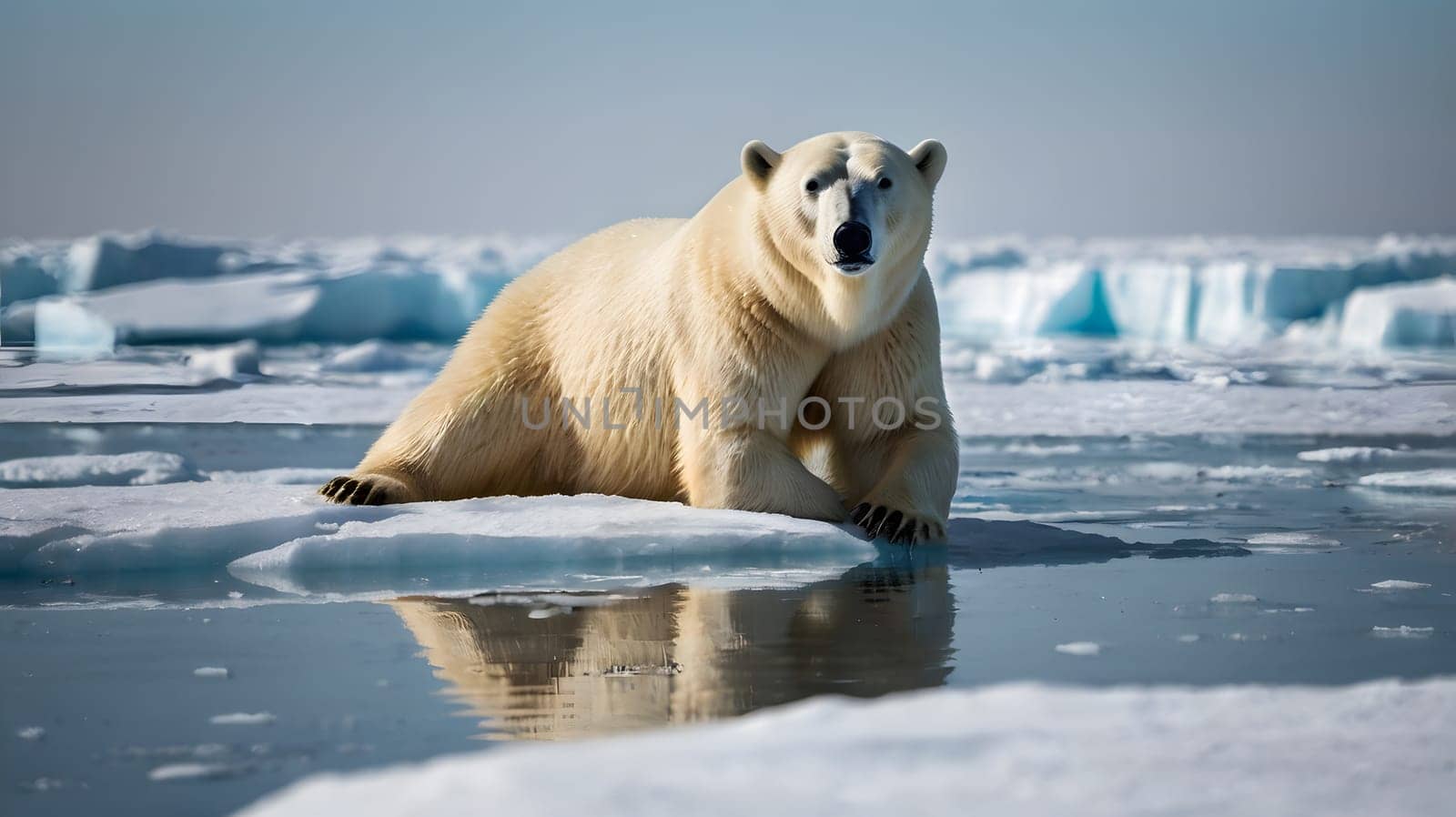 large dangerous polar bears on an ice floe in the Arctic