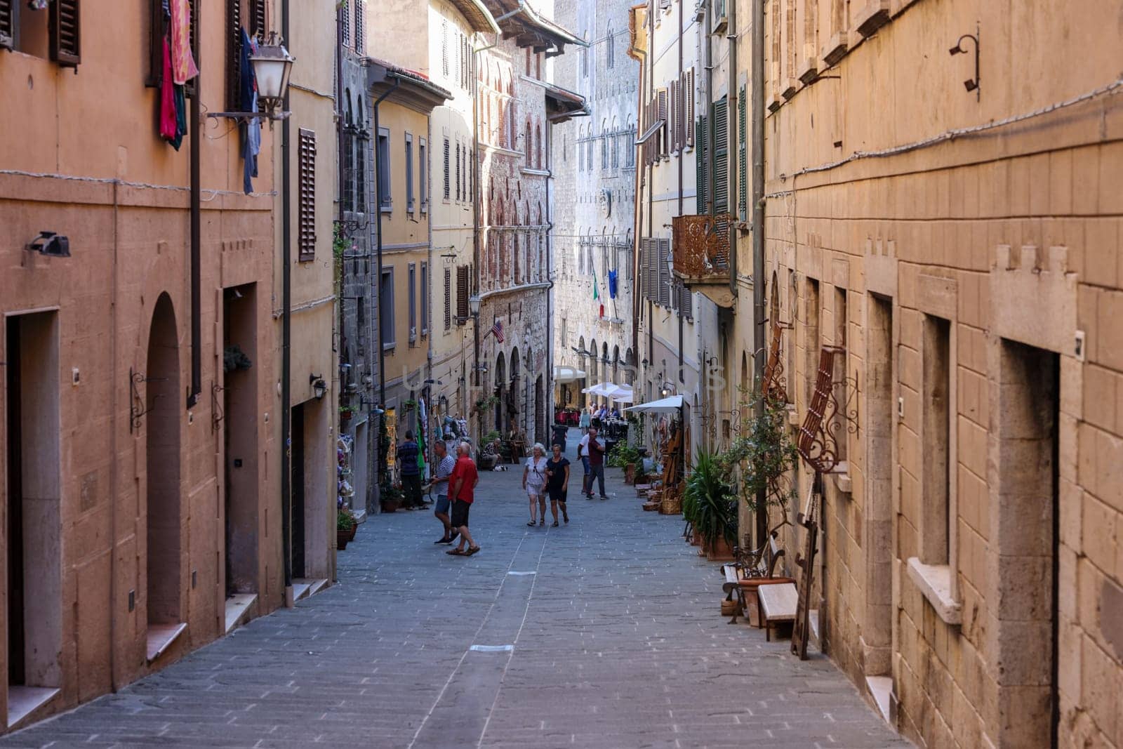 Massa Marittima, Italy - Sept 11, 2022: The old town  of Massa Marittima, also known as the Citta Slow, in Tuscany, Italy