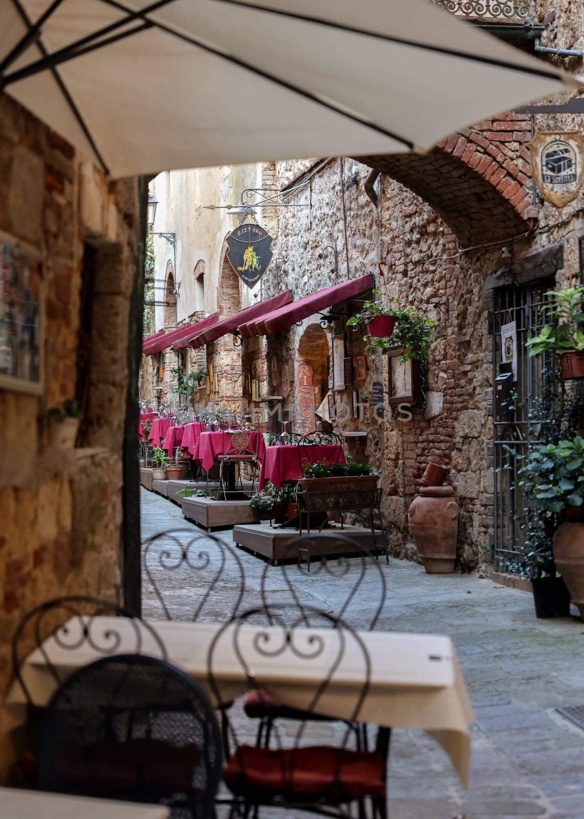 Massa Marittima, Italy - Sept 11, 2022: The old town  of Massa Marittima, also known as the Citta Slow, in Tuscany, Italy