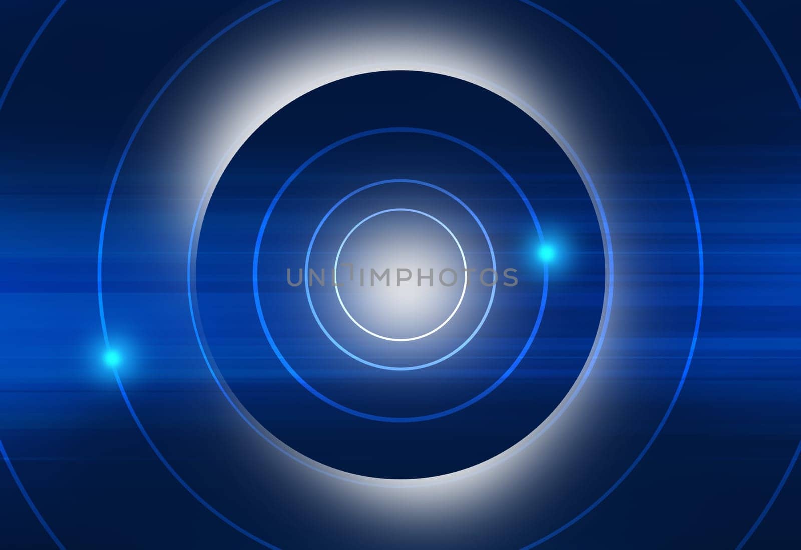 Abstract circles wave effect on blue background. 3d illustration