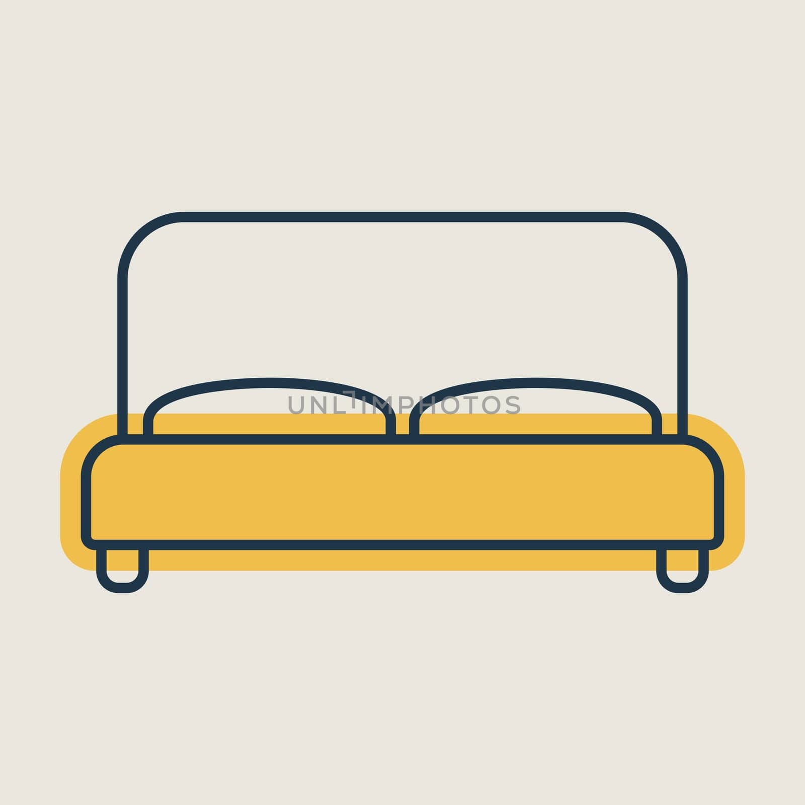 Big bed vector icon. Graph symbol for furniture, web site and apps design, logo, app, UI