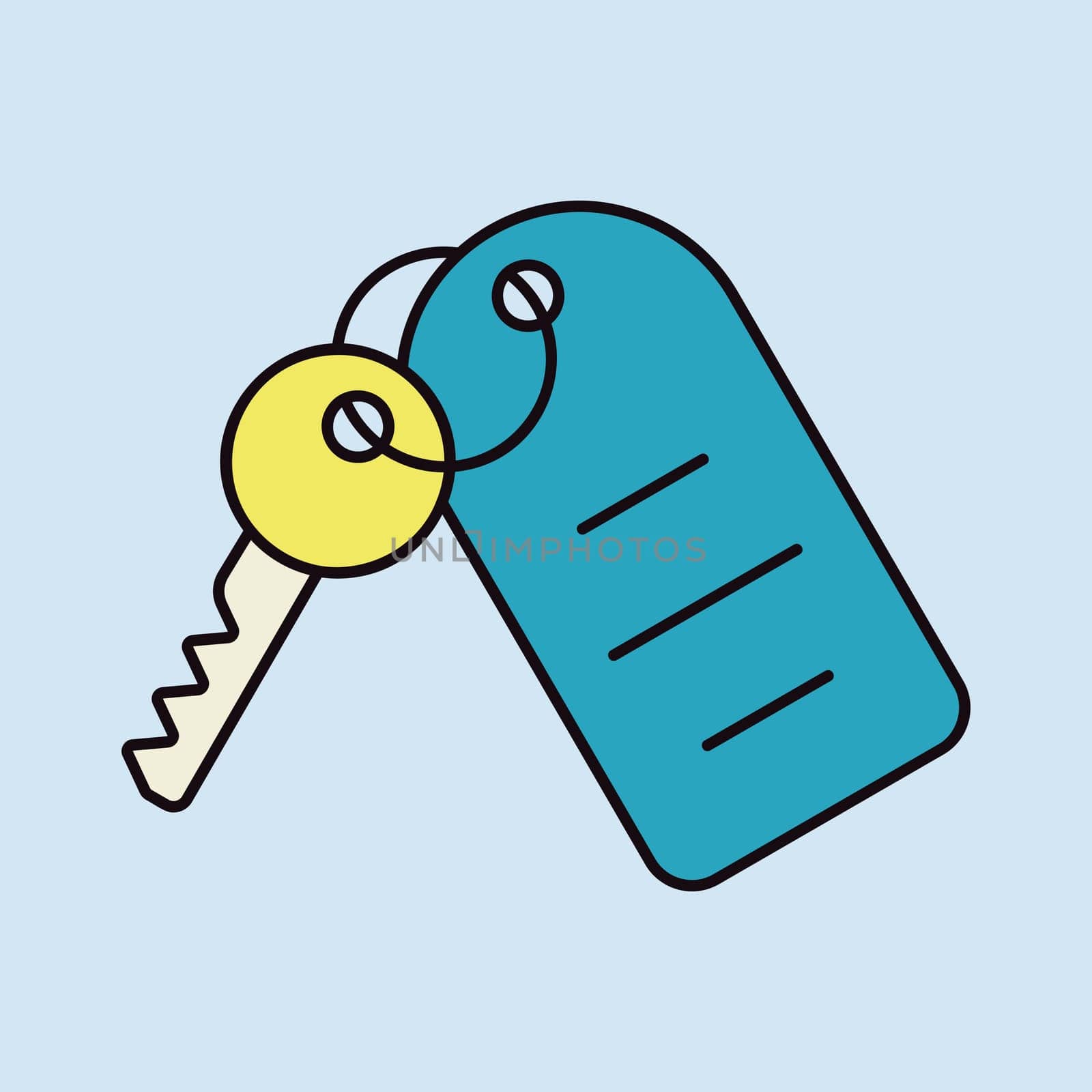 Hotel room key with number vector isolated icon. Graph symbol for travel and tourism web site and apps design, logo, app, UI
