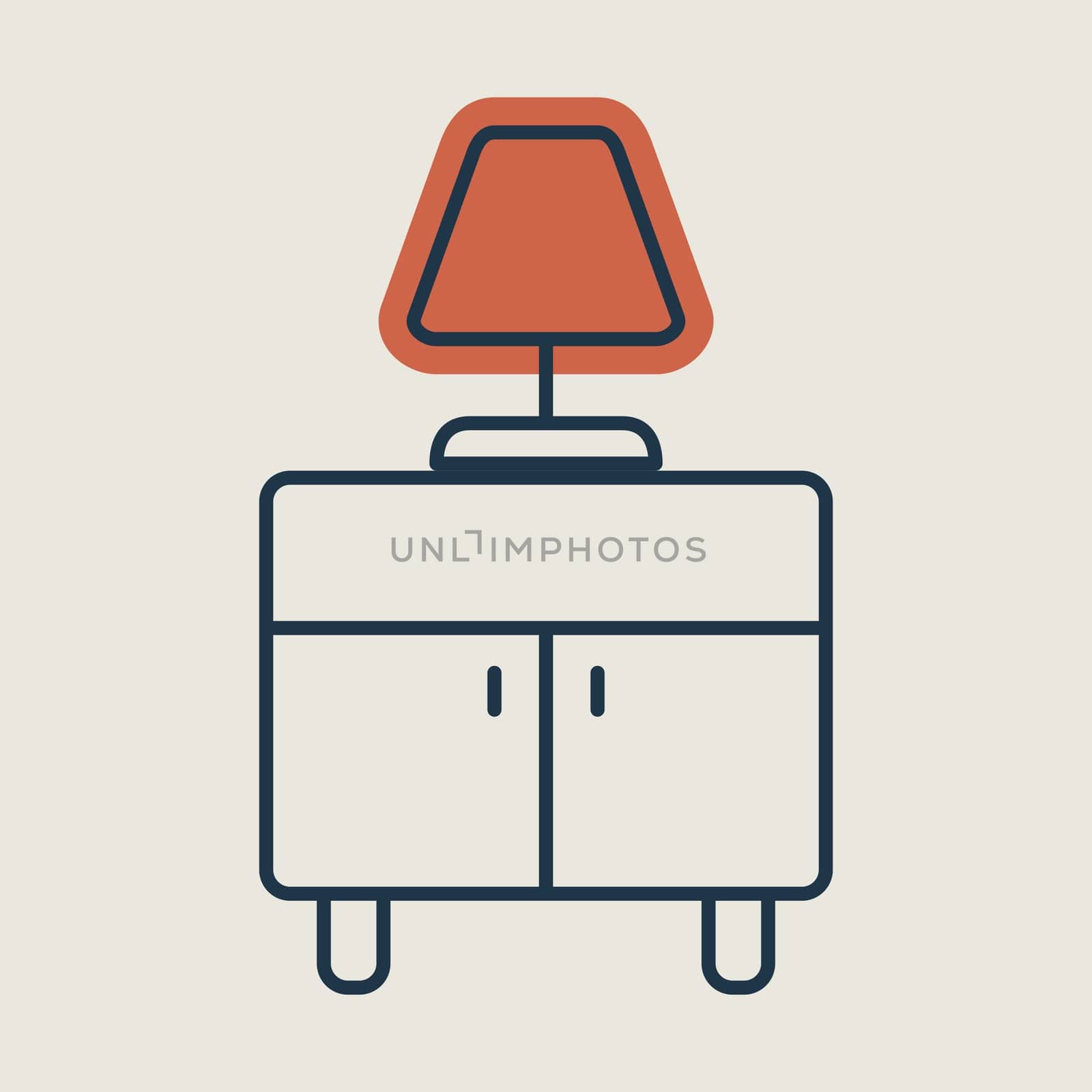 Bedside table with lamp vector icon. Graph symbol for furniture, web site and apps design, logo, app, UI