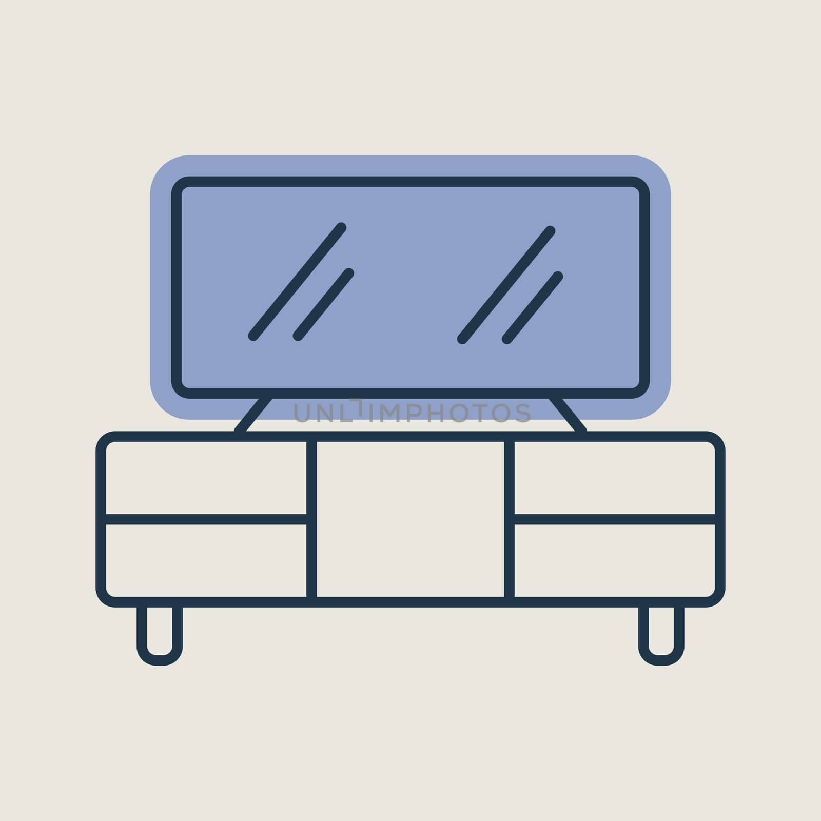 TV stand vector icon. Graph symbol for furniture, web site and apps design, logo, app, UI