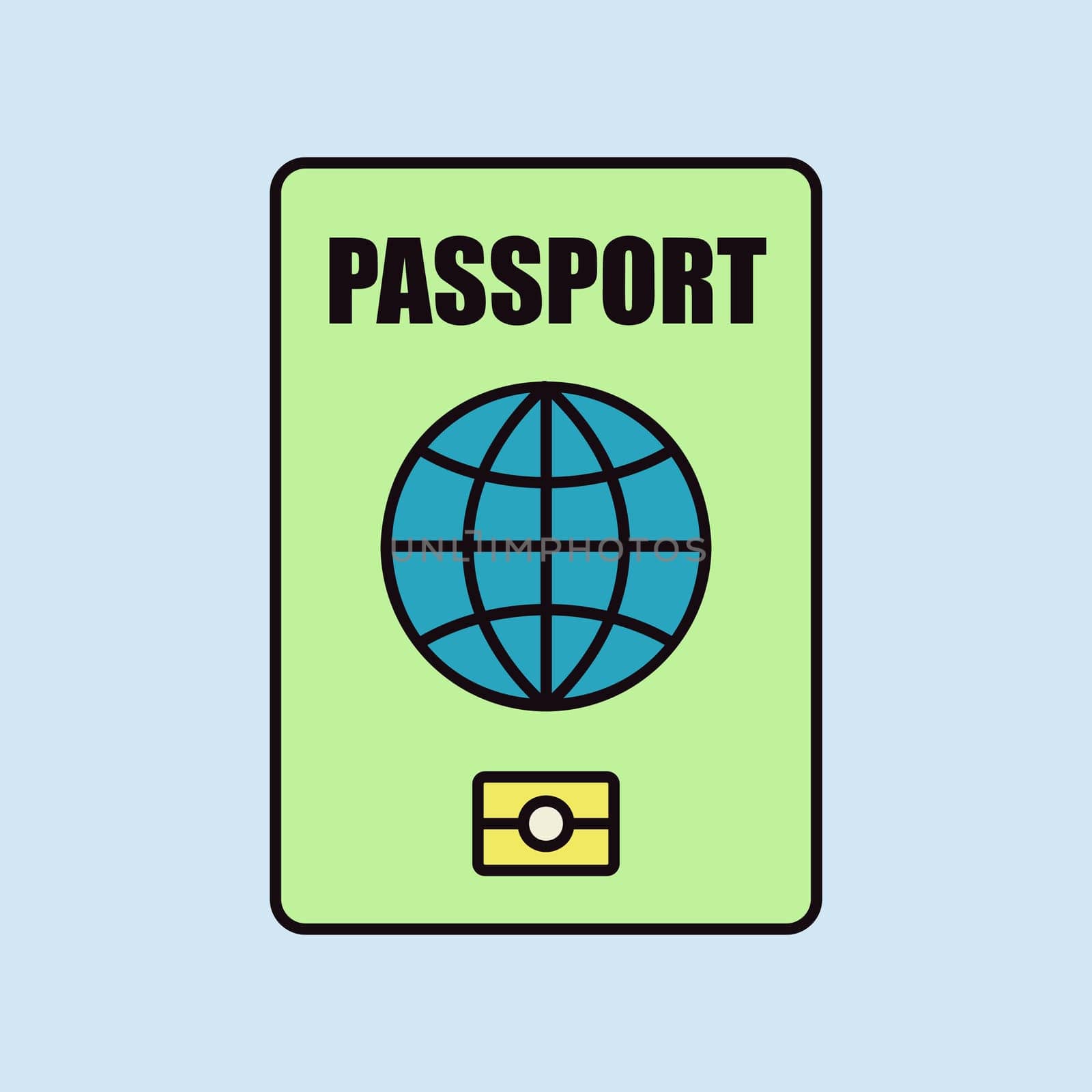 Passport vector isolated icon, identification symbol. Graph symbol for travel and tourism web site and apps design, logo, app, UI