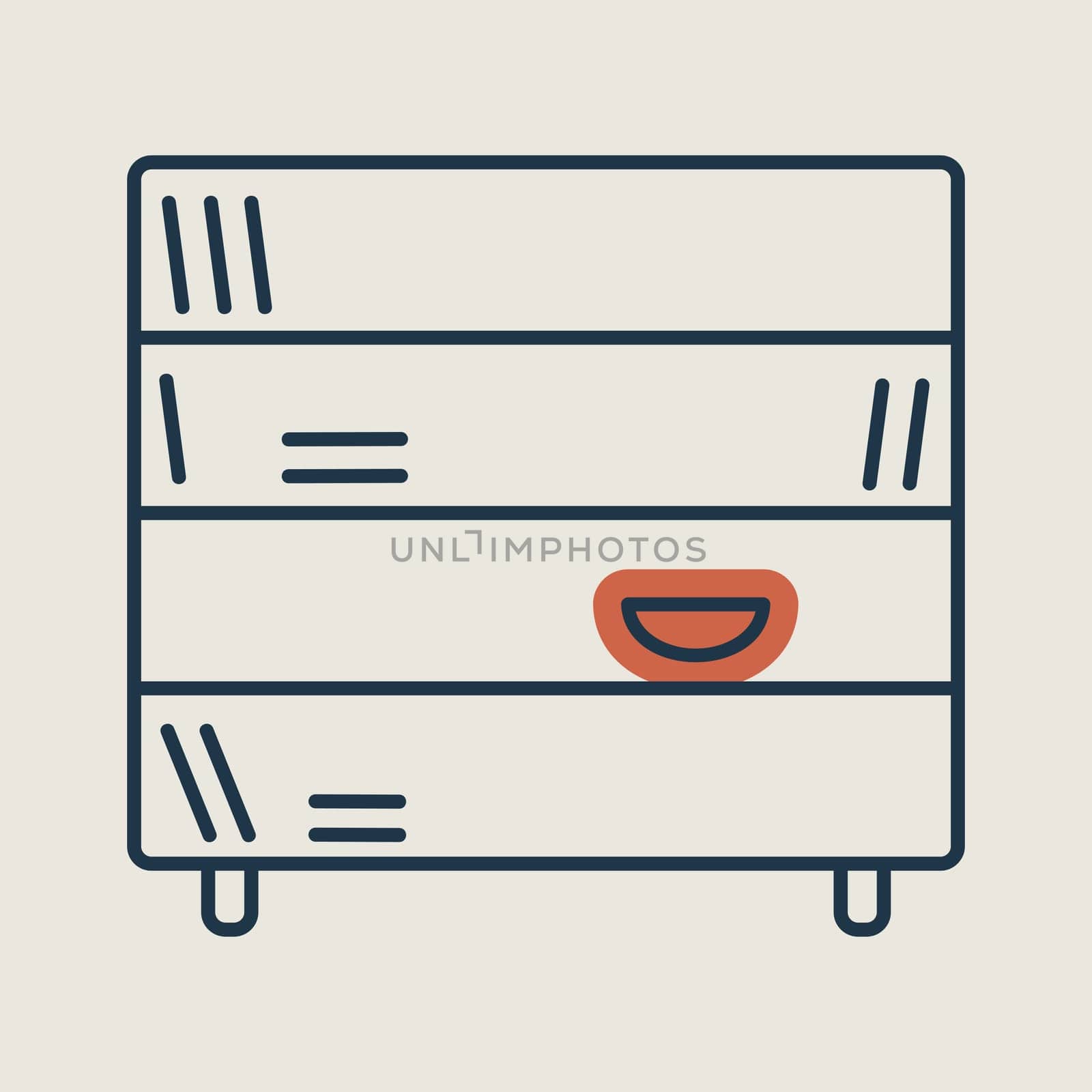 Office cabinet with folders and shelves for document storage organizing vector icon. Graph symbol for furniture, web site and apps design, logo, app, UI