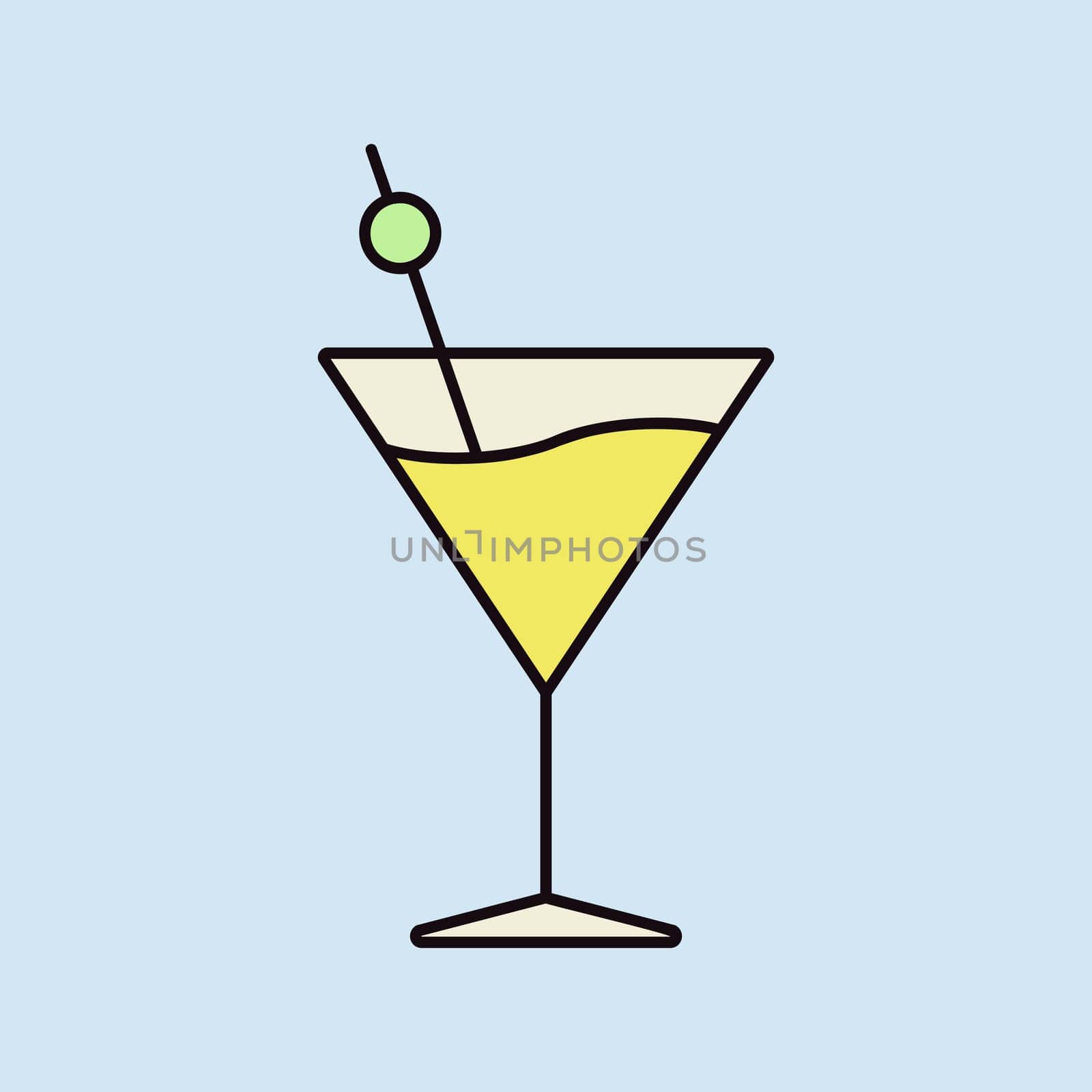Cocktail drink glass isolated icon vector. Graph symbol for bar and cafe web site and apps design, logo, app, UI