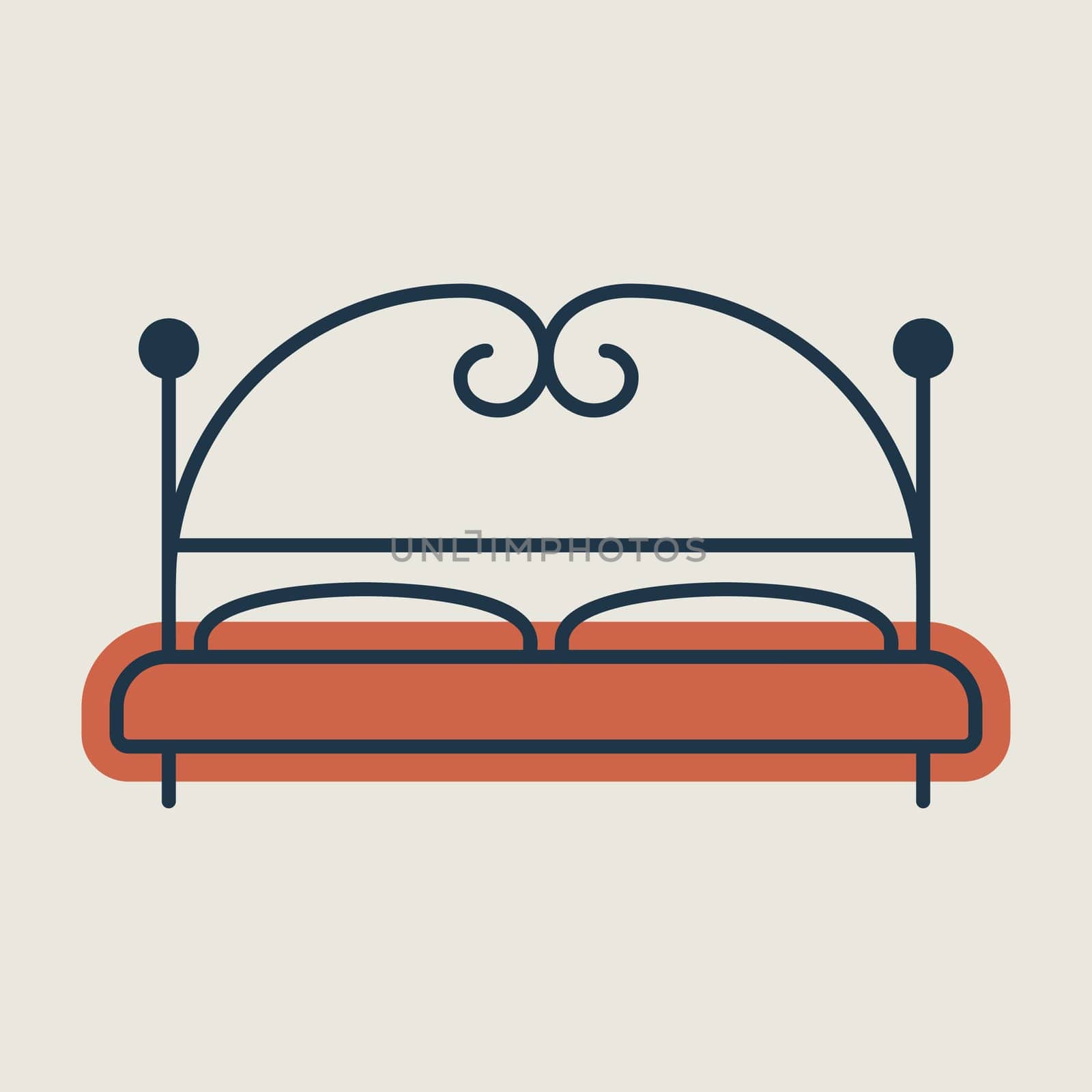 Big bed vector icon. Graph symbol for furniture, web site and apps design, logo, app, UI