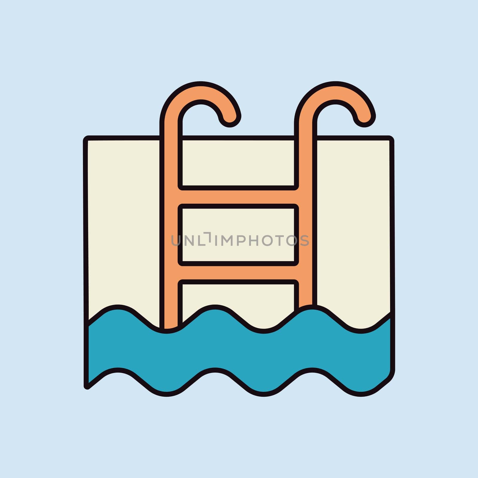 Swimming pool flat vector isolated icon. Graph symbol for travel and tourism web site and apps design, logo, app, UI