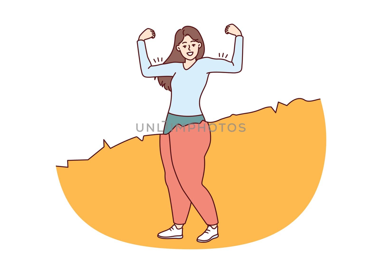 Slender woman before and after fitness shows muscles to show off weight loss after diet