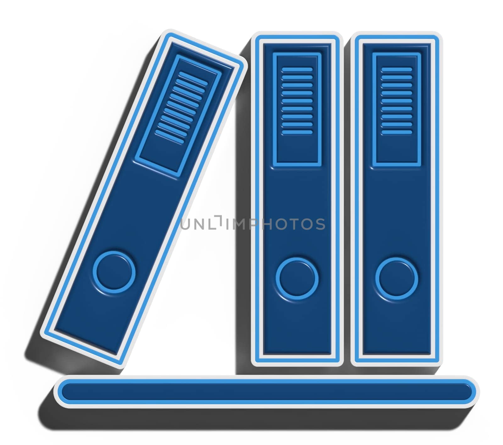 Folders with documents on isolated background, 3D rendering illustration