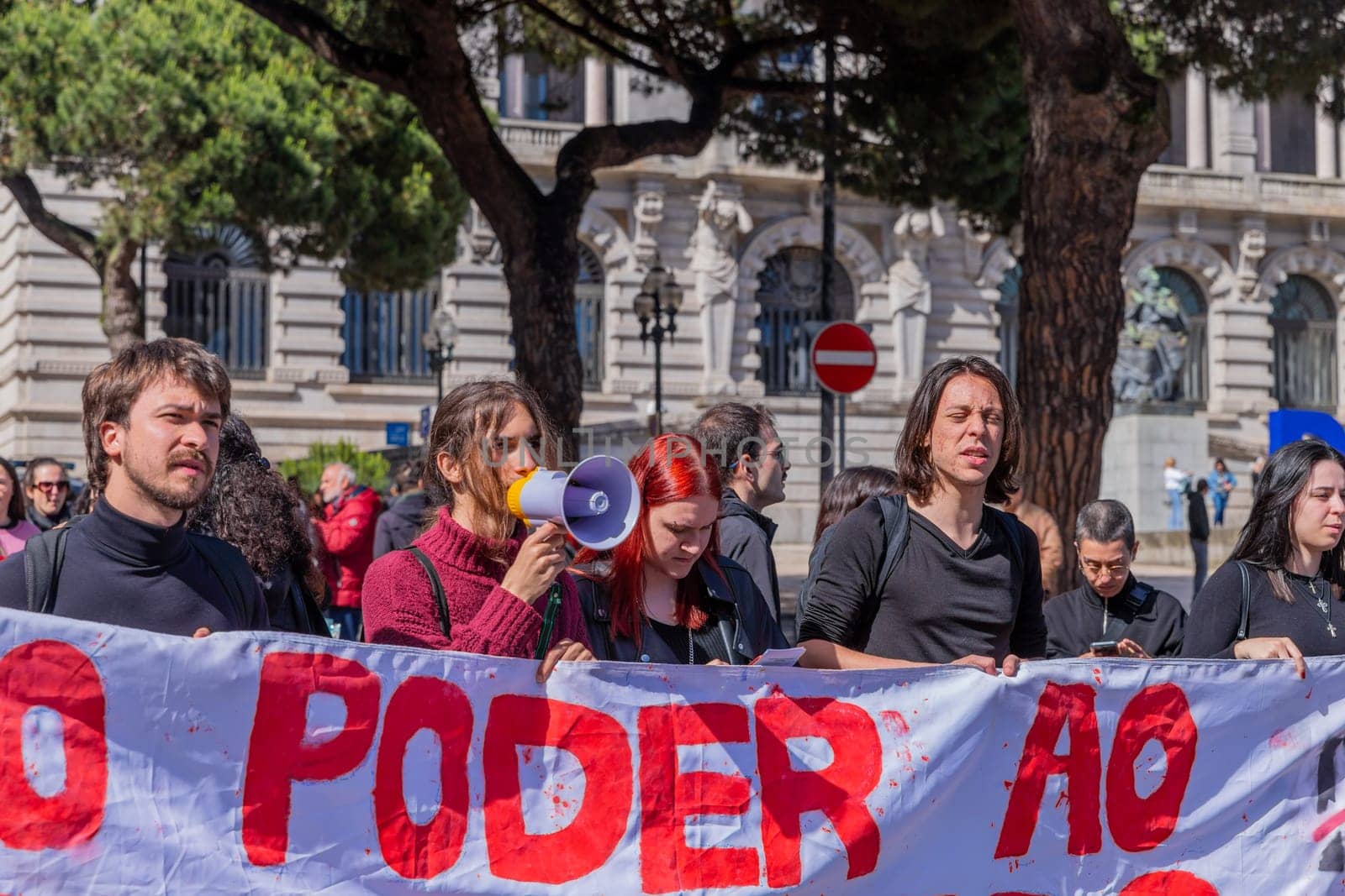Porto, Portugal: May 1, 2024: Celebration and Protest of the May 1in Portugal, Labour Day, in Porto, Portugal