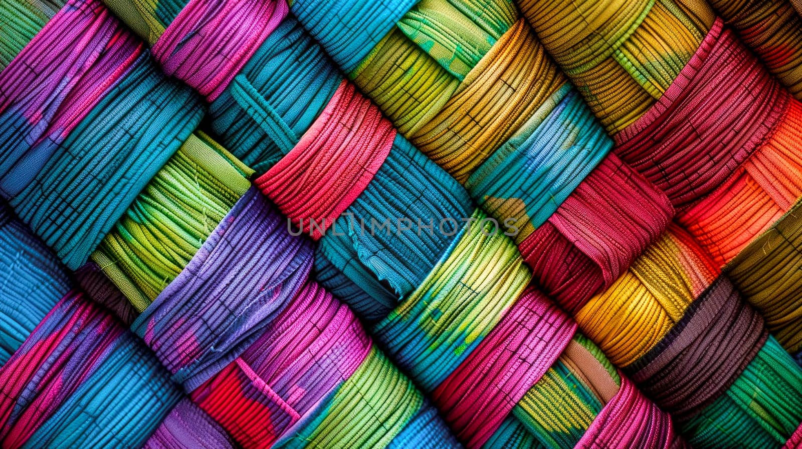 Colored weave seamless pattern. Interlacing bands, thin texture horizontal and vertical lines. AI generated