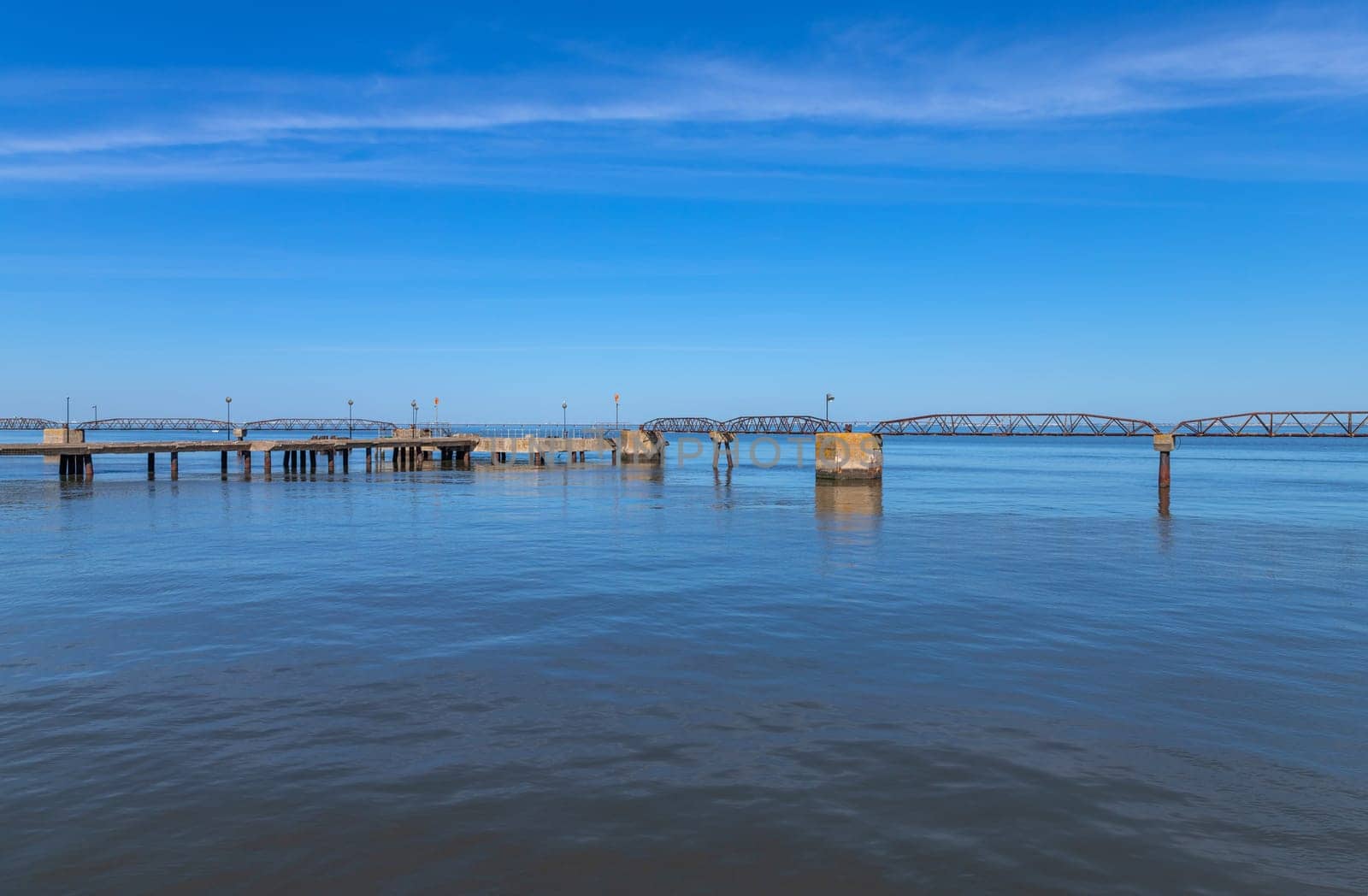 Pier by the Tagus river near Belem, Lisbon, Portugal