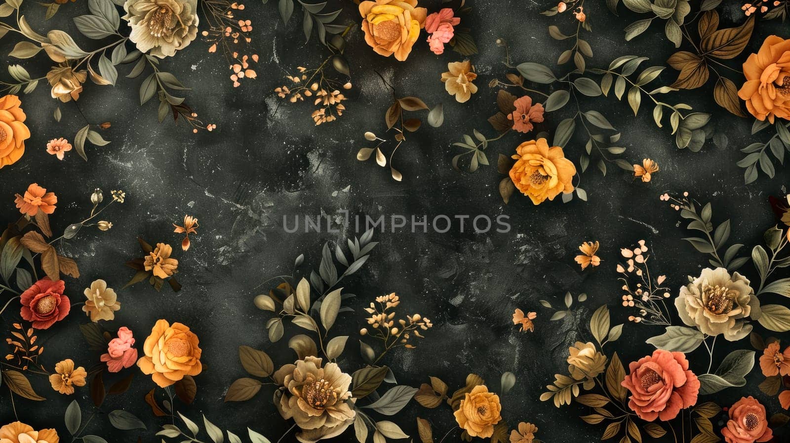 Creative layout made of beautiful flowers. Flat lay. AI generated