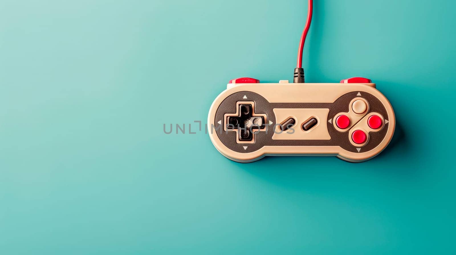 Gaming concept. Retro computer gaming controller on a color background. AI generated