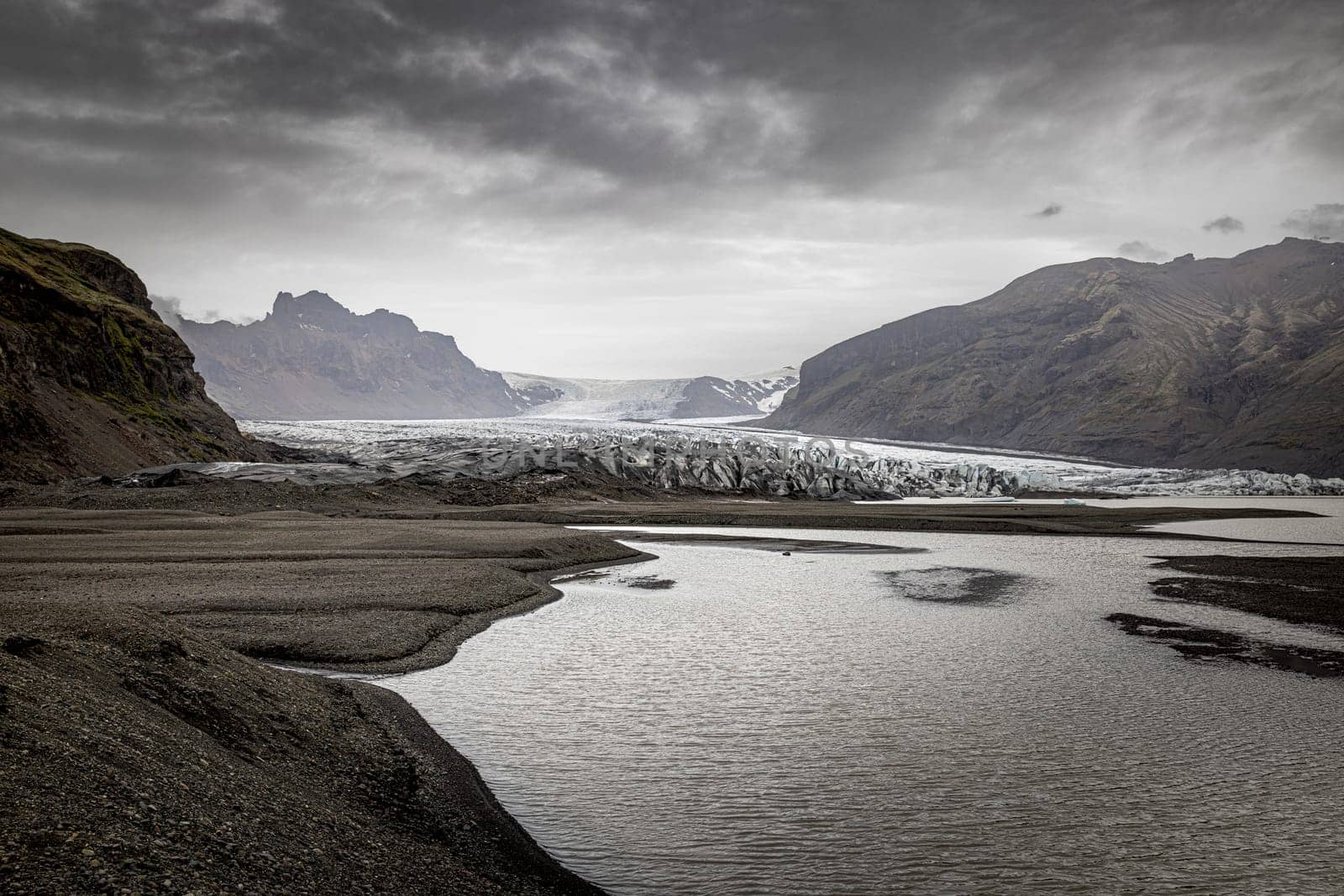 Vatnajokull glacier under cloudy sky Iceland background