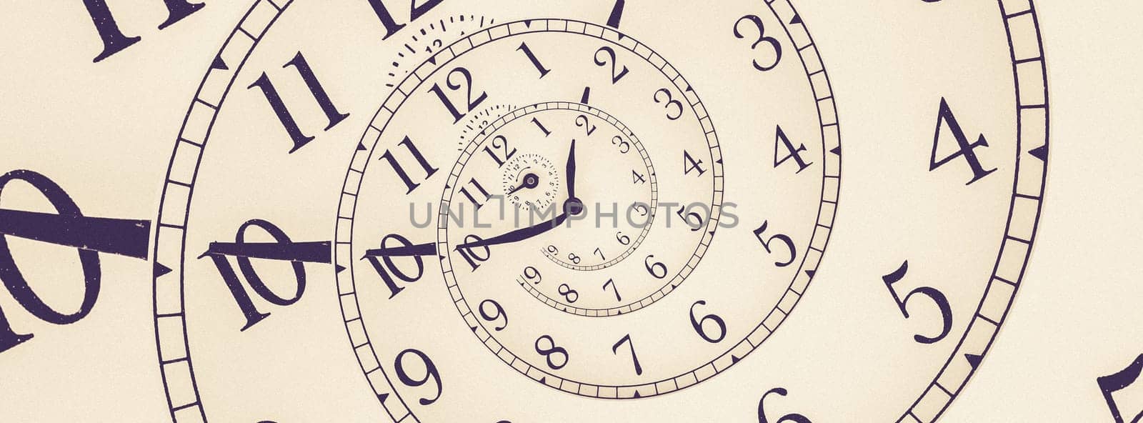 Time background. Concept of hypnosis, past, future. Round spiral, droste geometric graphic.