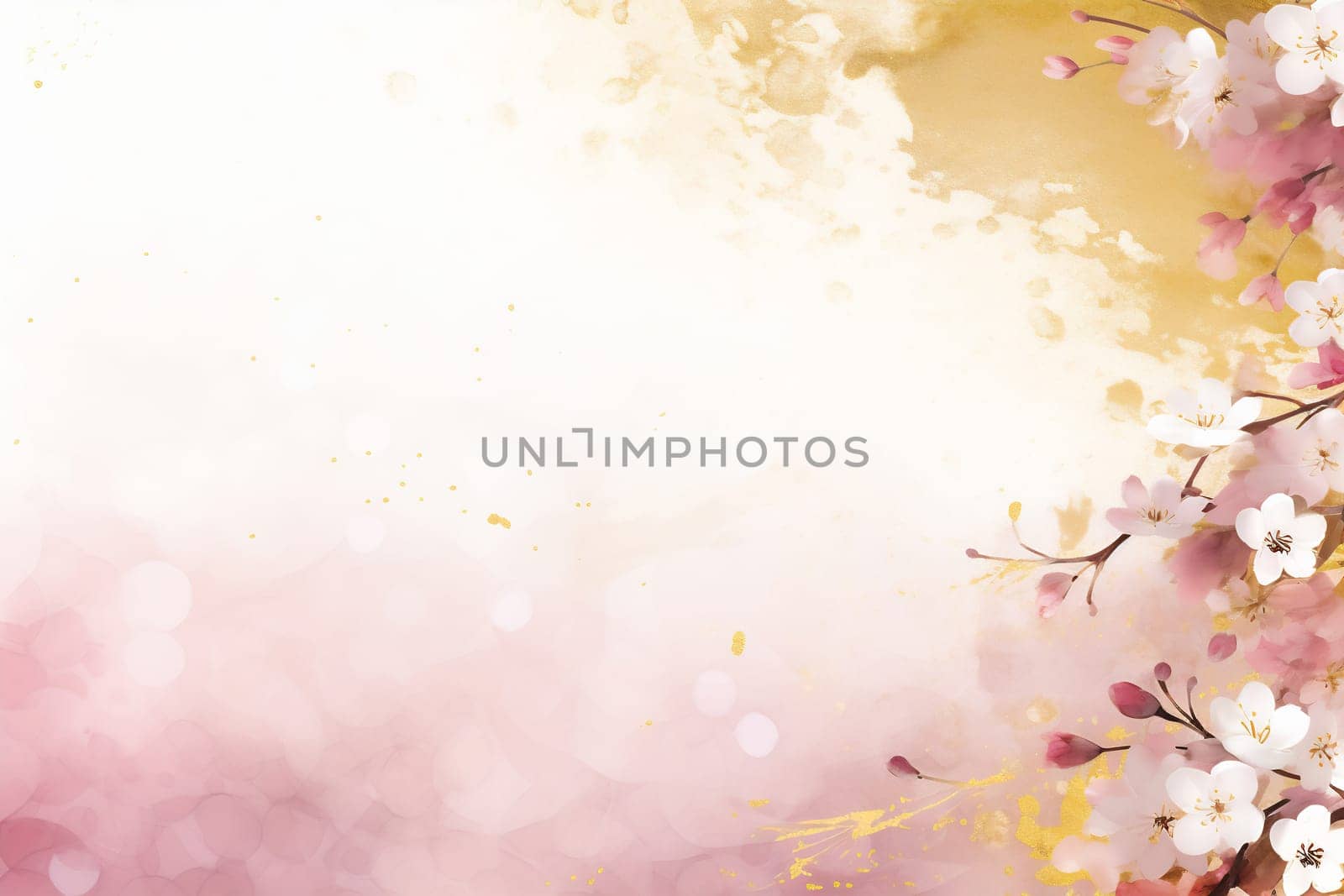 Soft pastel colors blend harmoniously with delicate flowers, creating a tranquil atmosphere perfect for springtime.