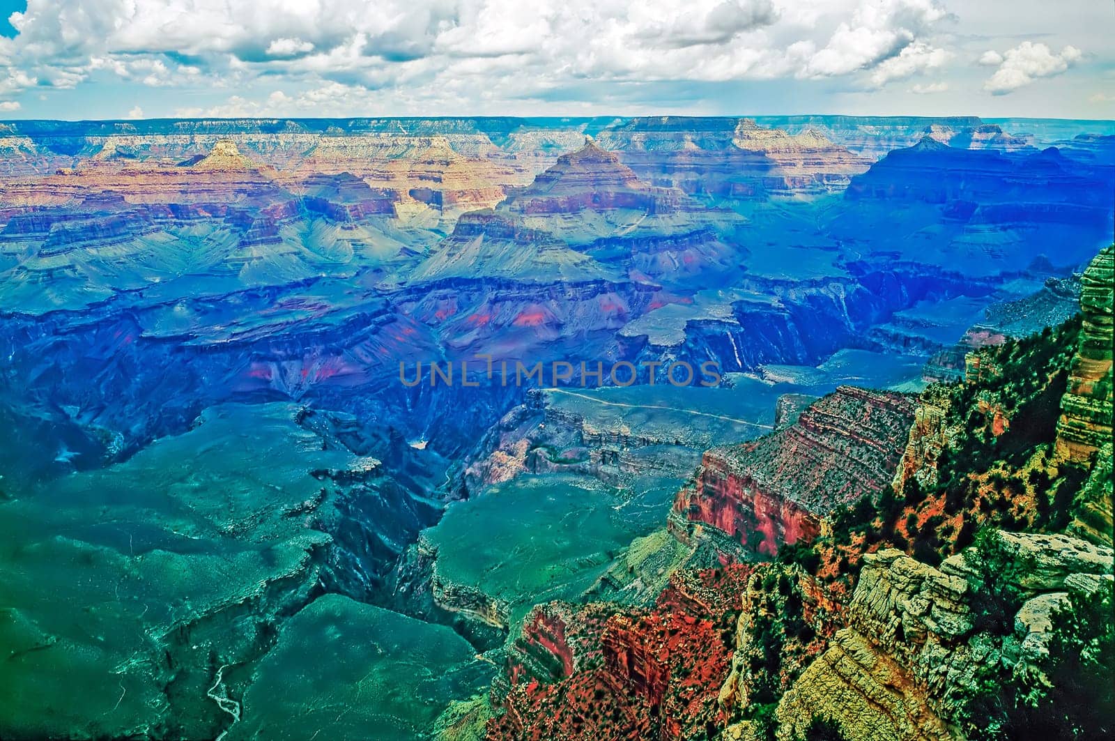 Grand Canyon with cloudy skies in Arizona