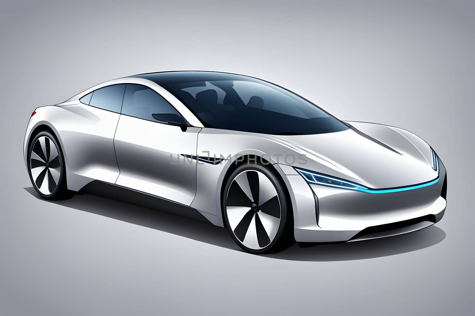 This concept showcases a futuristic electric car featuring sleek lines, an aerodynamic shape, and a cutting-edge design. The car emphasizes modernity, efficiency, and innovation, representing the future of sustainable transportation.