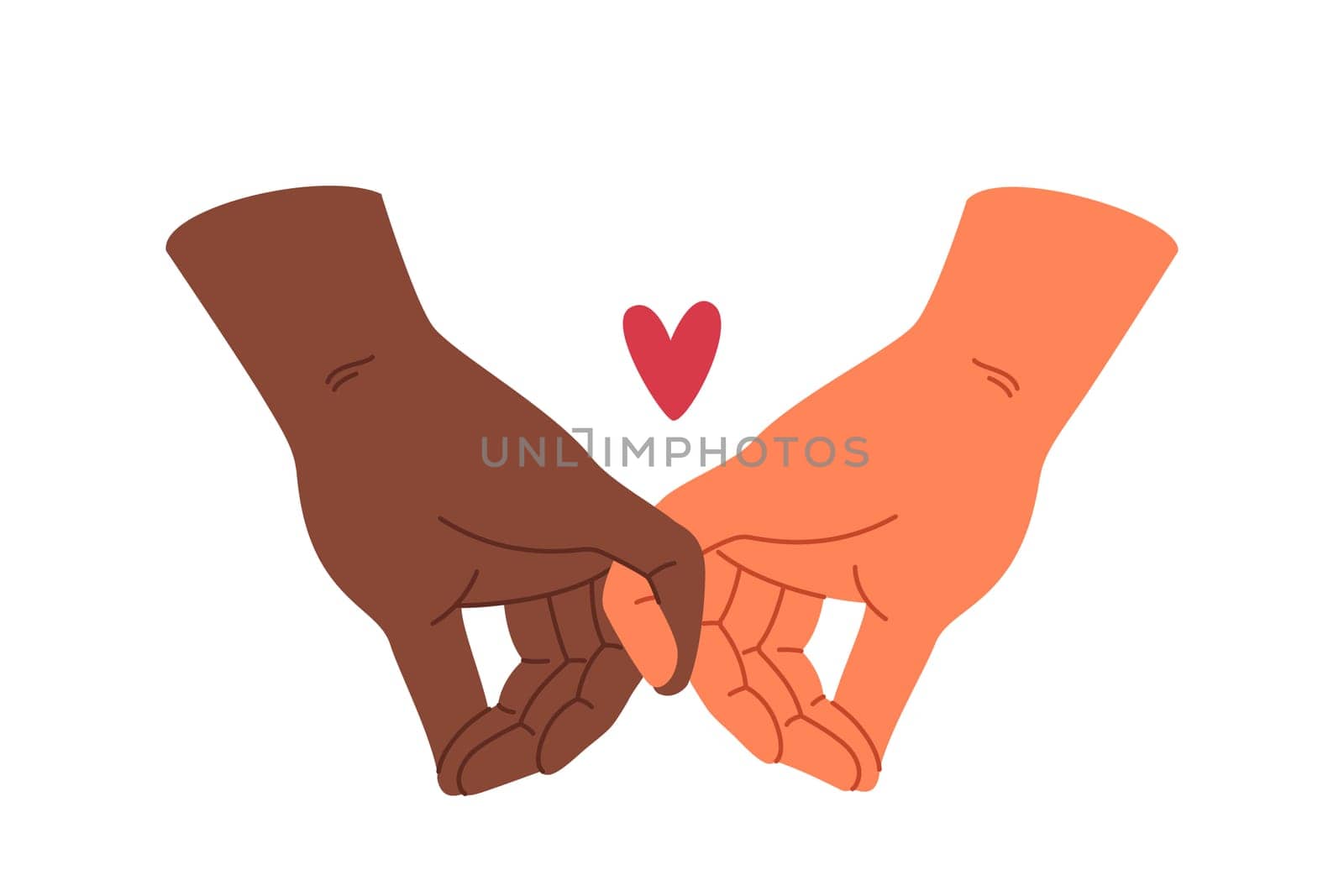 Multiracial love between people holding hands and ready to create family without racial prejudice