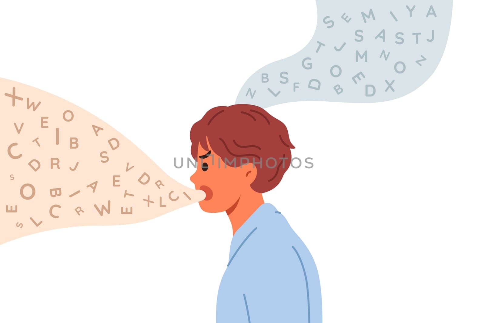 Man screams trying to manipulate people and instill misinformation in others to cause fear or hatred. Guy thinks and voices different things, manipulate listeners for propaganda purposes