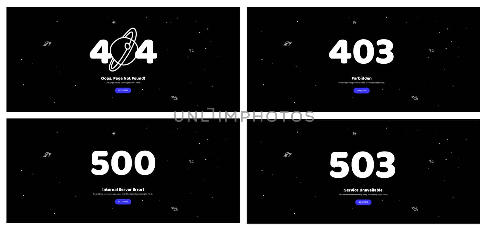 Web error pages layout vector design illustration