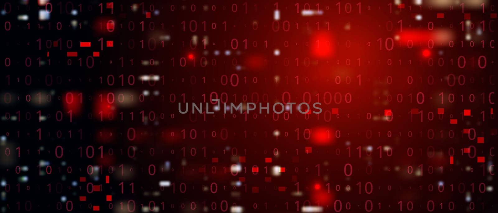 Digital Binary Code on Dark Red. Data Breach Concept