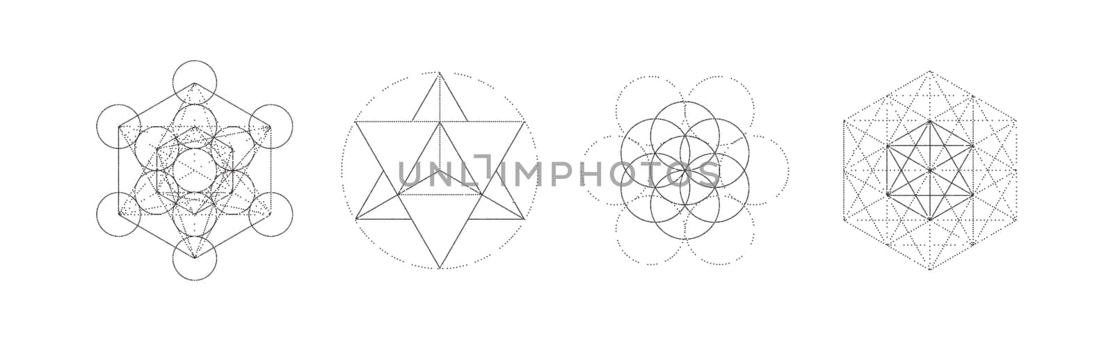 Mystical sacred geometry vector symbos set. Spirituality