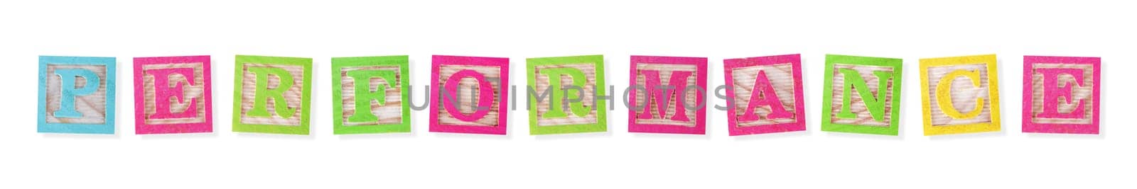 A performance concept with childs wood blocks on white with clipping path to remove shadow