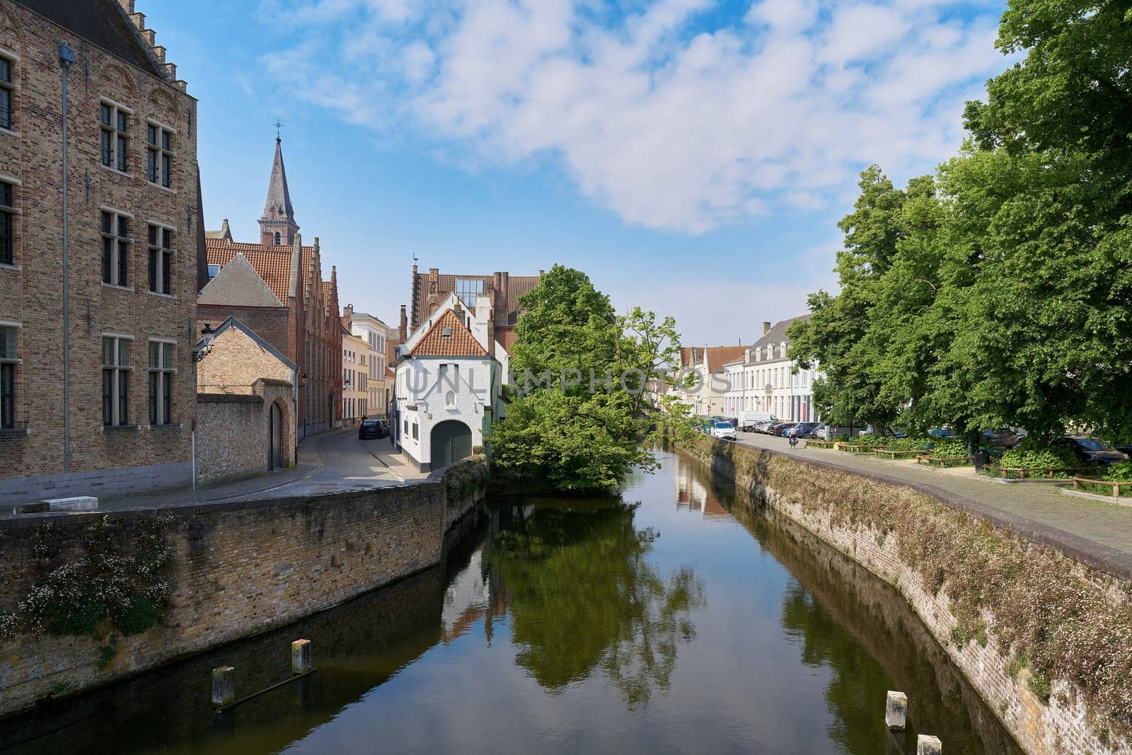 Canal in the medieval old town of Bruges in Belgium