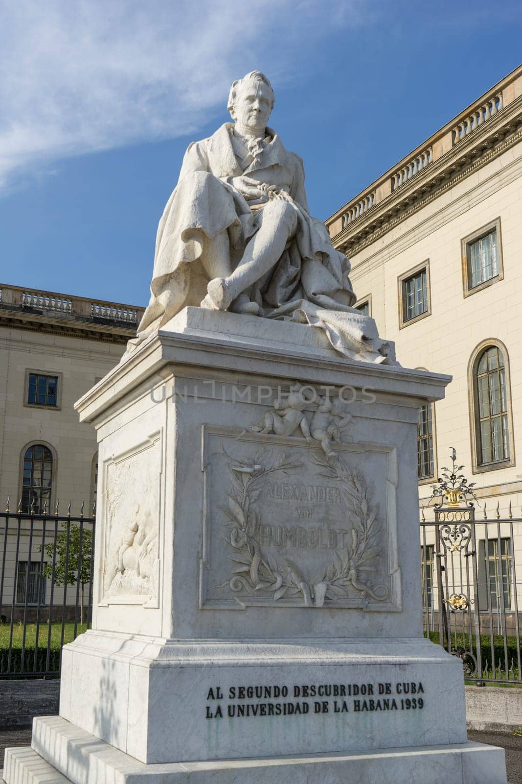 Alexander von Humboldt monument in front of the Humboldt University in Berlin, Germany