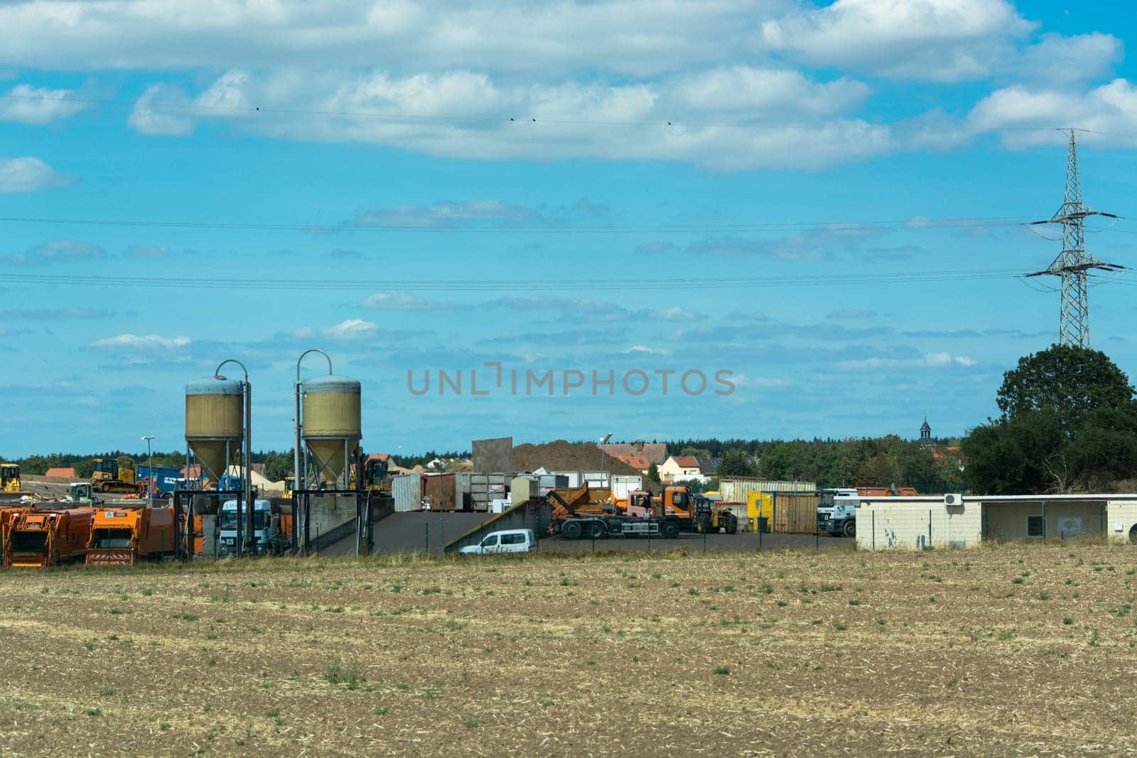 Dröbel, GERMANY - AUGUST 05, 2018:  Landfill and Komstoffhof Latdorf-Dröbel. Recycling yard for recycling yard and refuse collection in Saxony Anhalt