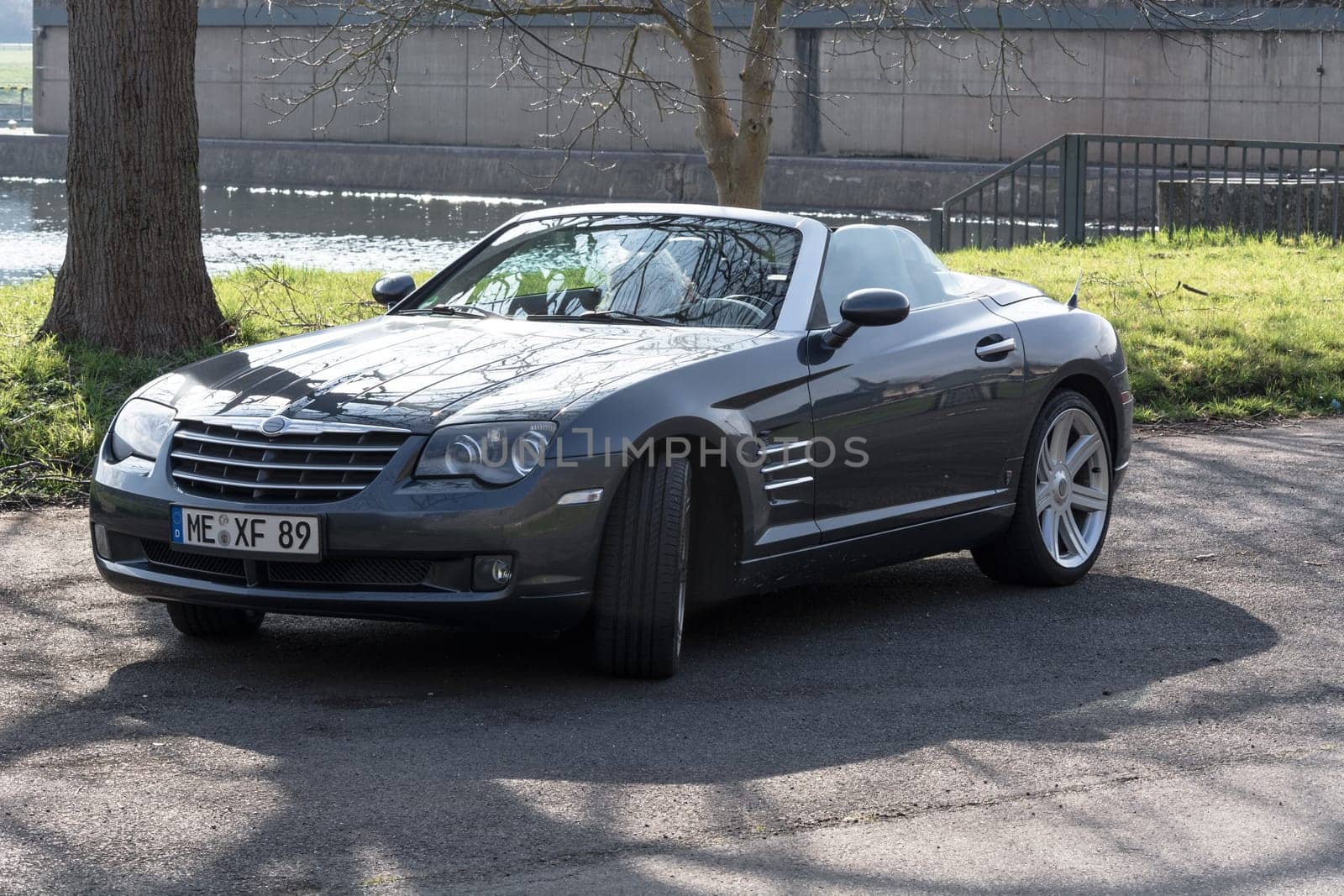 MOSEL, GERMANY - MARCH 26, 2016: Chrysler Crossfire Roadster in a parking lot in Germany on the Mosel.