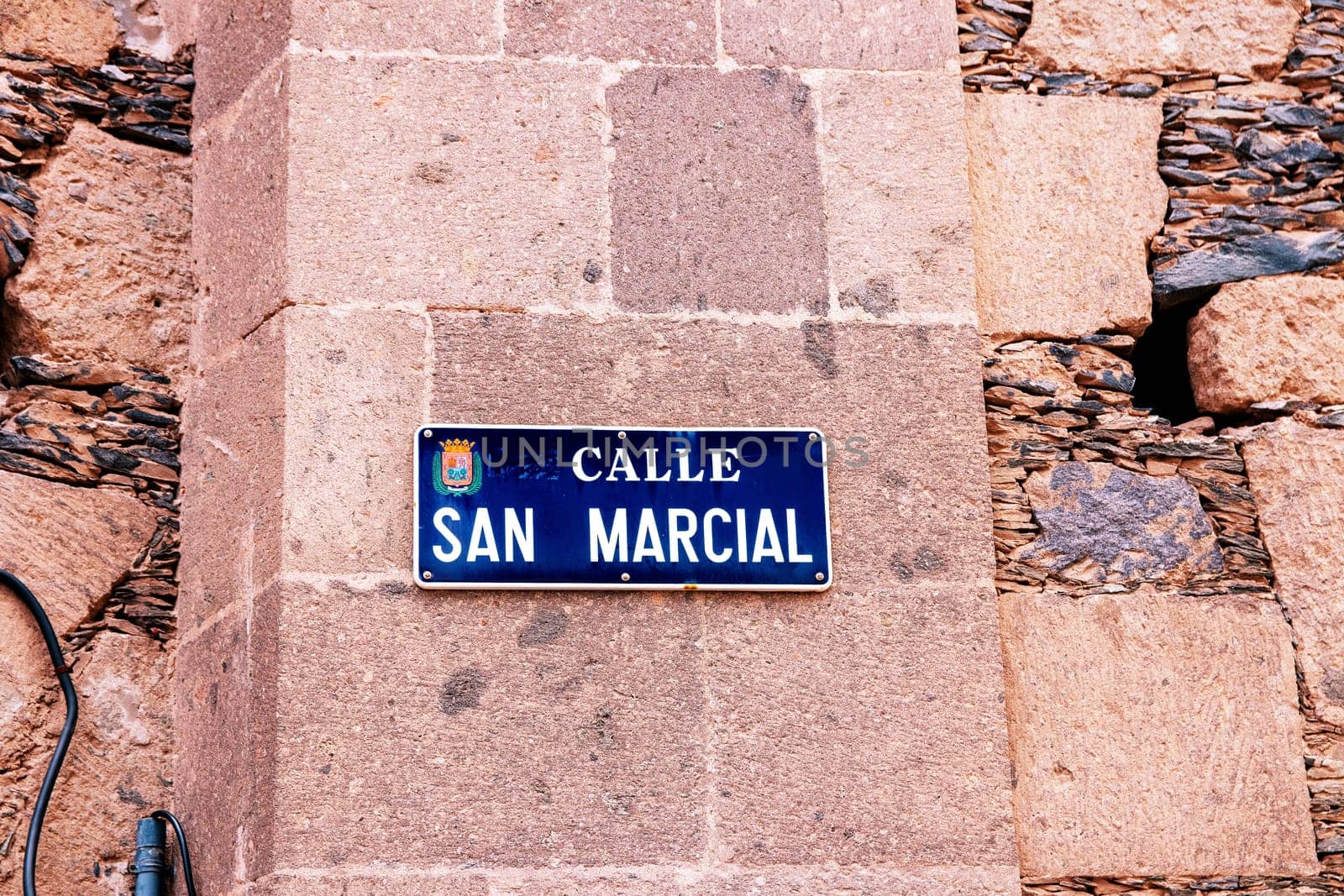 Gran Canaria, Spain, Canary Islands, Las Palmas - Jul 22, 2024. Street name sign in La Vegueta, as the historic old town of Las Palmas de Gran Canaria is known.
